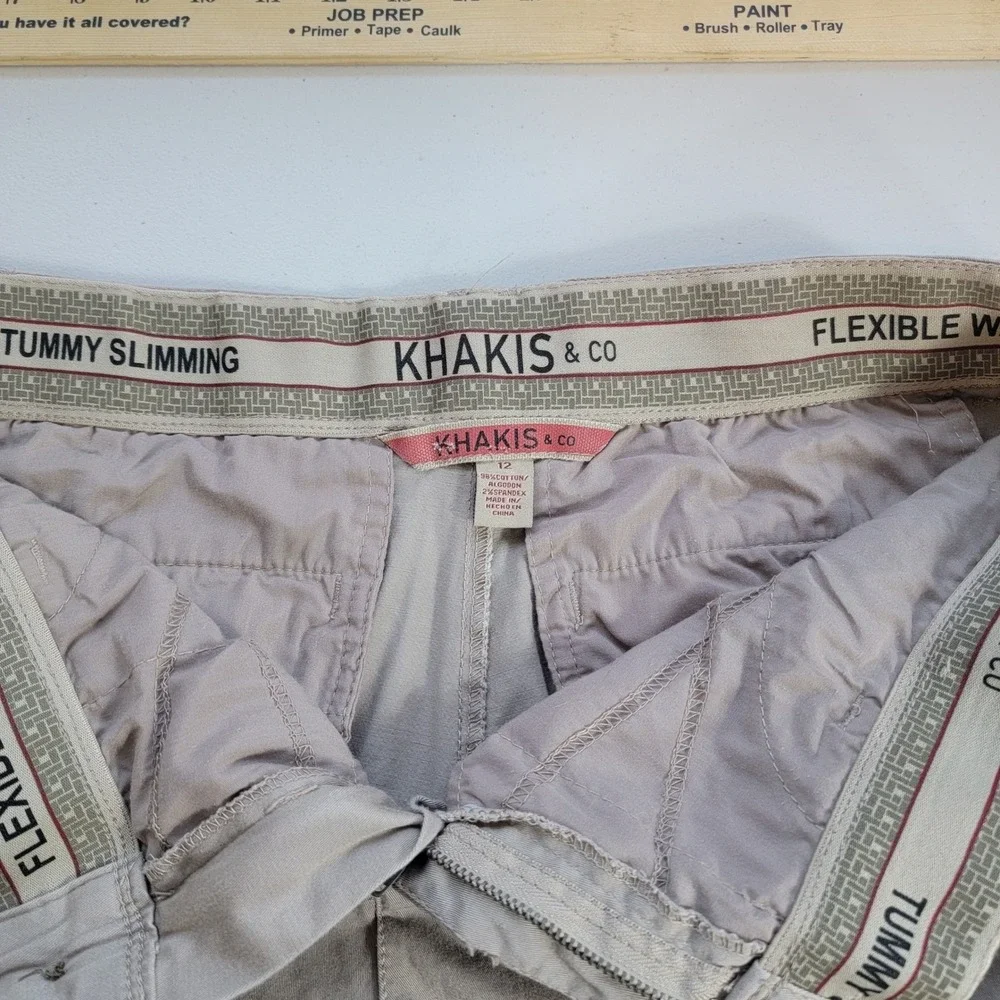 Khakis & Co Tummy Slimming Chino Pants Women 12 Tan Flexible Waist - Picture 3 of 7